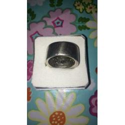 Massief Sterling zilveren ring met natuurlijk steen