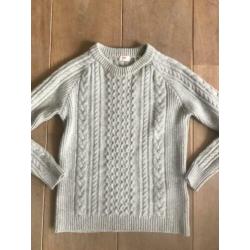 Levi's gebreide trui, grijs, 100% zachte wol, maat S, Aran