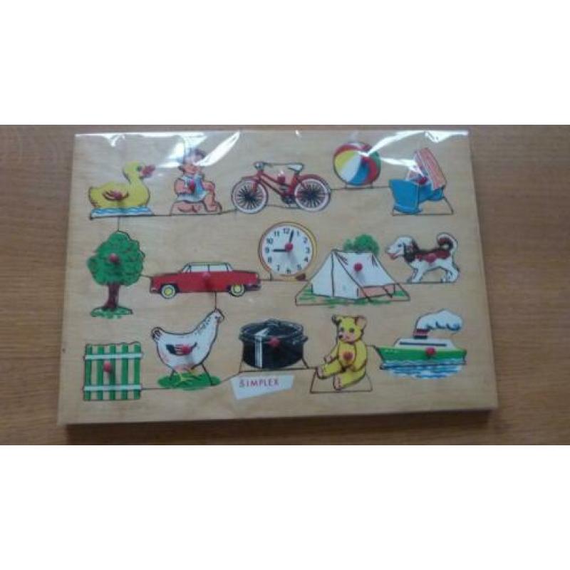 simplex puzzels, simplex toys, hout, brocant, puzzel