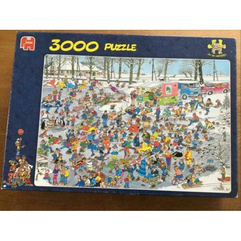 Jan van Haasteren puzzel op glad ijs 3000 stukjes compleet.