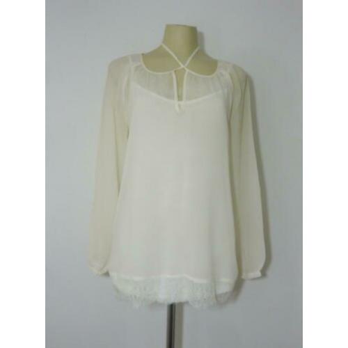 Roomwitte blouse van 100% zijde van Hallhuber Donna
