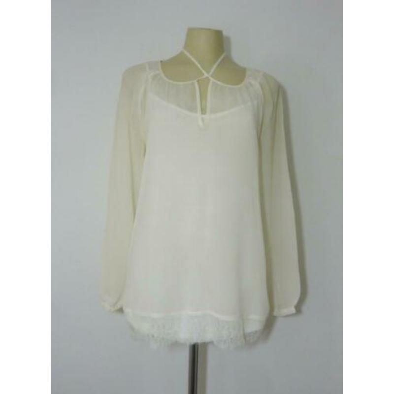 Roomwitte blouse van 100% zijde van Hallhuber Donna