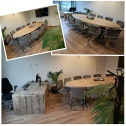 Ovale vergadertafel, bureau. Steigerhouten tafels op maat...