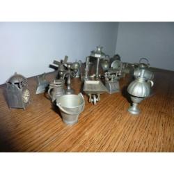 tinnen miniaturen, tin, letterbak, poppenhuis, verzamelen