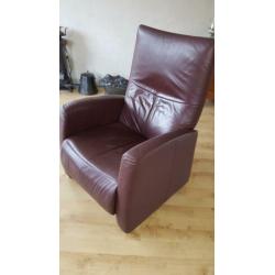 Relaxstoelen, leer, aubergine, 2 stuks.