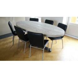 Ovale vergadertafel, bureau. Steigerhouten tafels op maat...