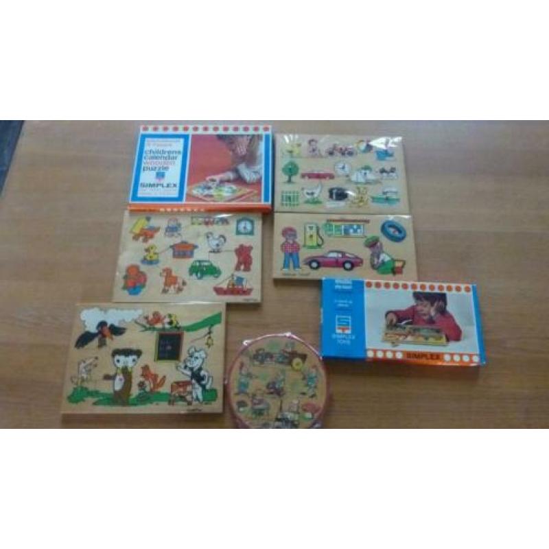 simplex puzzels, simplex toys, hout, brocant, puzzel