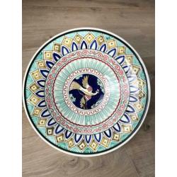 Bord majolica met vogel van RAM Arnhem 32,5