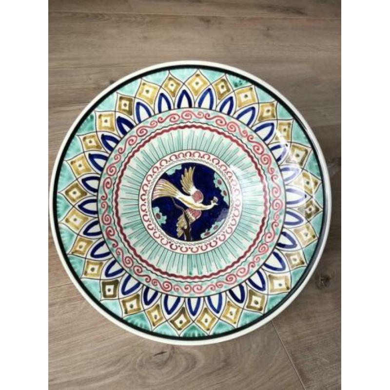 Bord majolica met vogel van RAM Arnhem 32,5