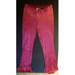 H&M flared broek roze, rib stof. 1x gedragen, maat L