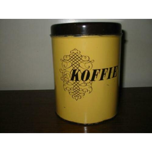 Retro/vintage koffie voorraad blik met mooie opdruk jaren 60