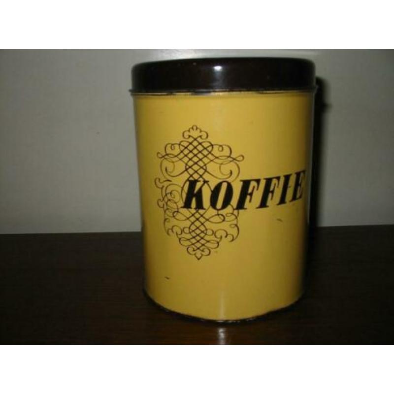 Retro/vintage koffie voorraad blik met mooie opdruk jaren 60