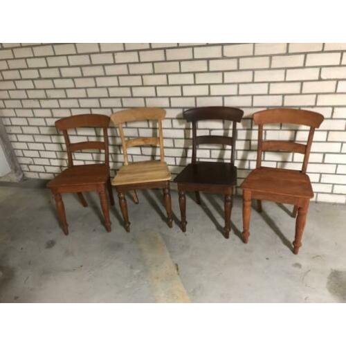 Hardhouten stoelen, 4 stuks, origineel en uniek