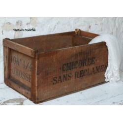 brocante oud houten Chicoree kratje / kistje