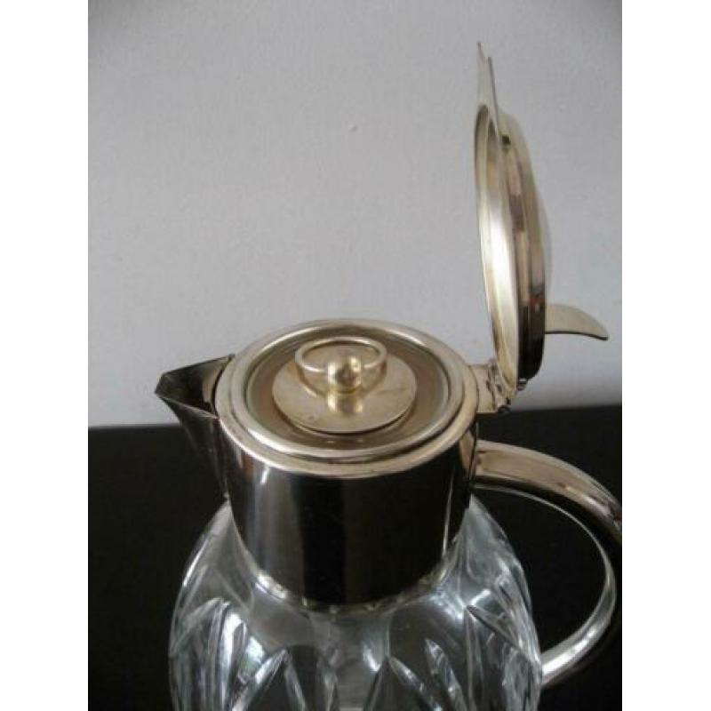 Art deco kristallen karaf, verzilverd met koel element