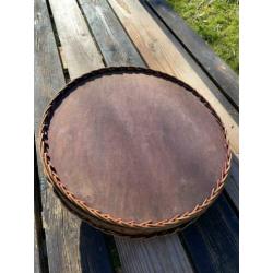 Rieten / houten dienblad met zonnebloemen