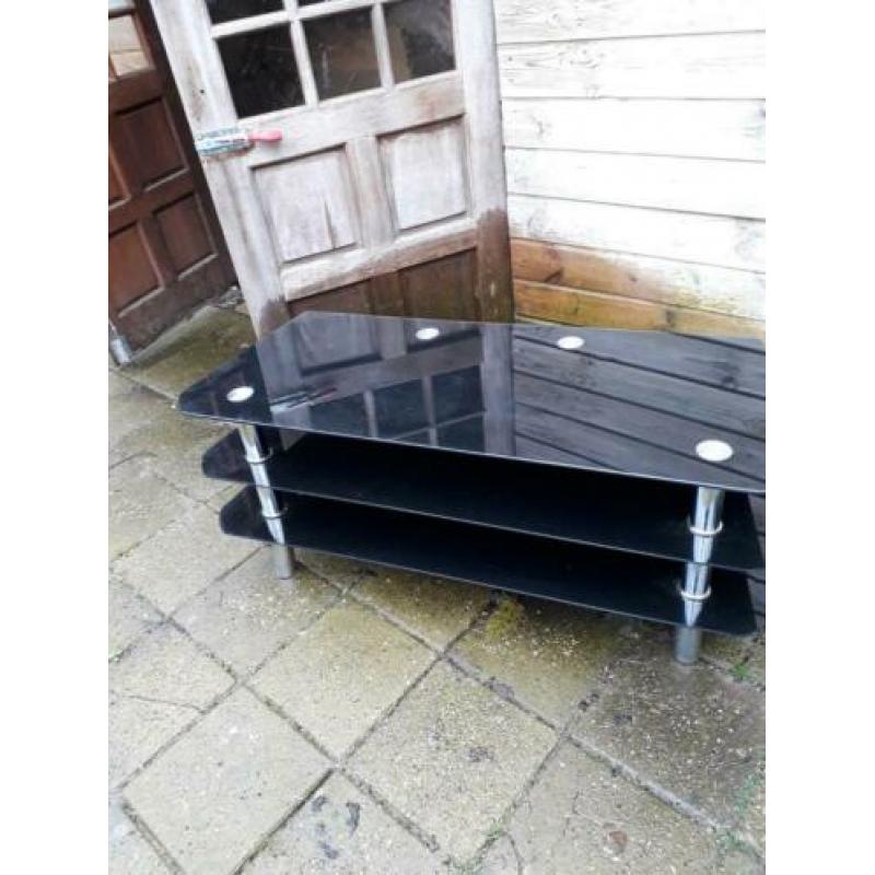 Te koop zwart glazen tv meubel