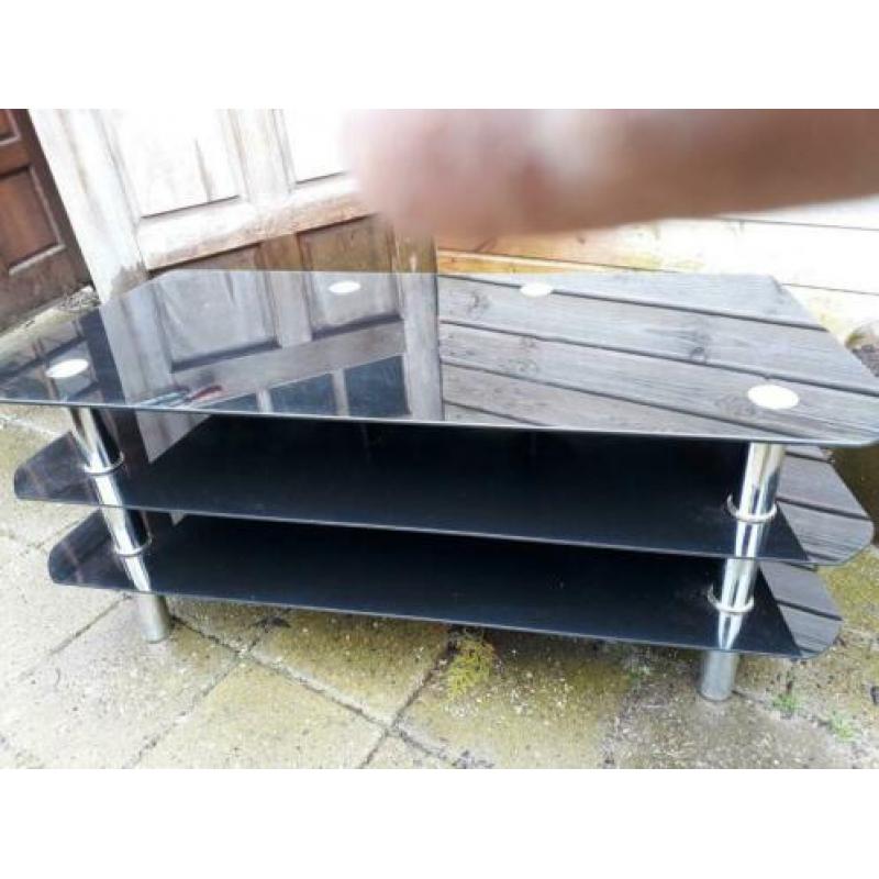 Te koop zwart glazen tv meubel