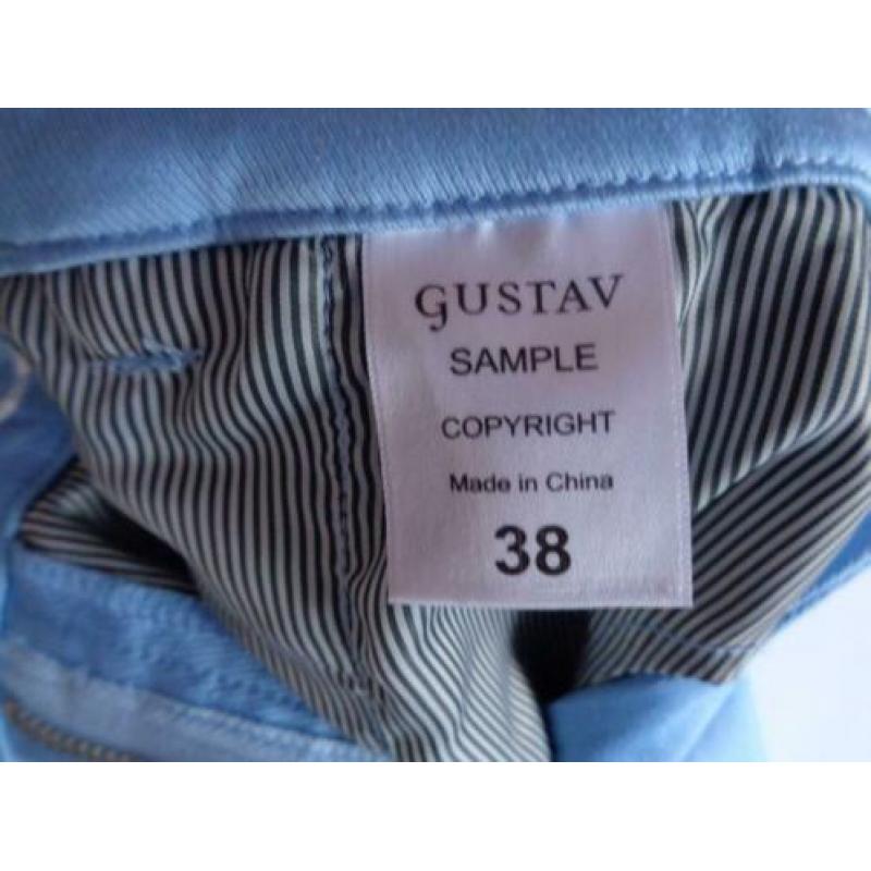 Licht blauw Gustav stretch broek 38 ritsjes aan zijkanten