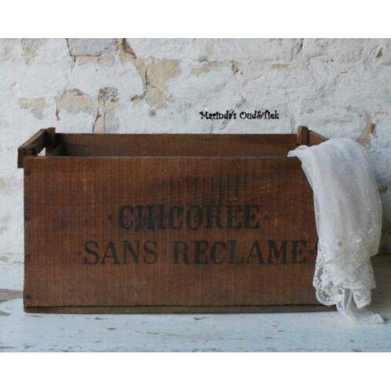 brocante oud houten Chicoree kratje / kistje