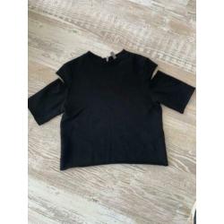 zwart shirtje open mouwen maat S