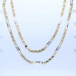 Plat Gouden Bicolor Koningsketting Witgouden plaatjes 14 Krt