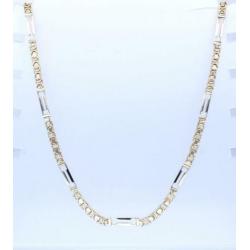 Plat Gouden Bicolor Koningsketting Witgouden plaatjes 14 Krt