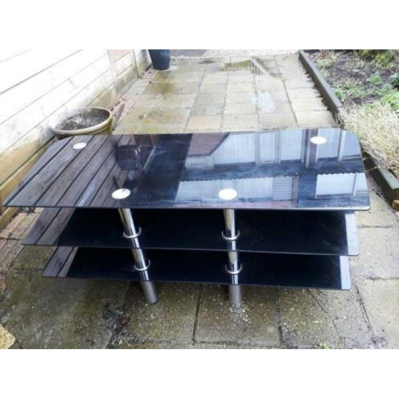 Te koop zwart glazen tv meubel