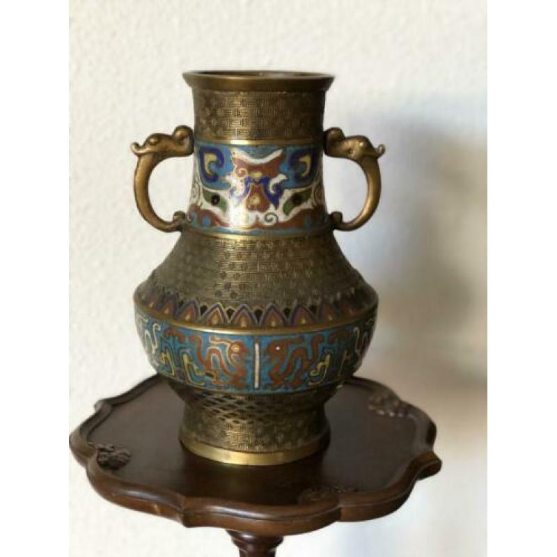 Oosters Chinees brons emaille vaas