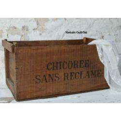 brocante oud houten Chicoree kratje / kistje