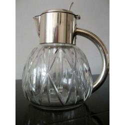 Art deco kristallen karaf, verzilverd met koel element