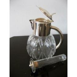 Art deco kristallen karaf, verzilverd met koel element
