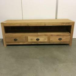 TV meubel - massief teak - 140 cm breed - 3 lades -TTM Wonen