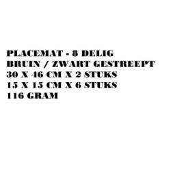 Placemat - bruin gestreept - 8 delig