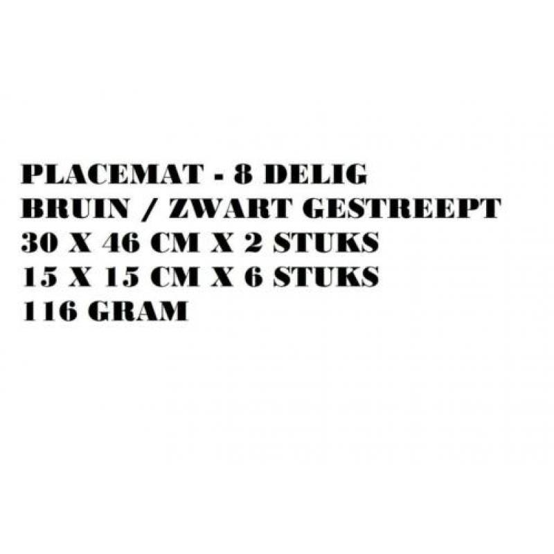 Placemat - bruin gestreept - 8 delig