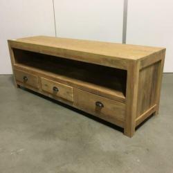 TV meubel - massief teak - 140 cm breed - 3 lades -TTM Wonen