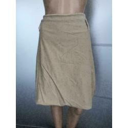 C236 Rene van der Wijck: beige rib-fluwelen rok Maat 36=S
