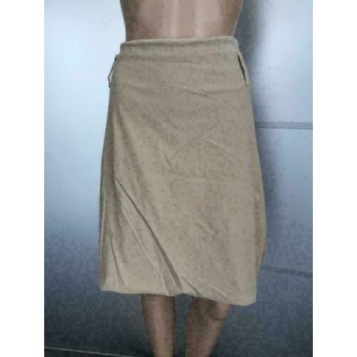 C236 Rene van der Wijck: beige rib-fluwelen rok Maat 36=S
