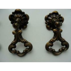 5 stuks oude koperen lade/kast grepen