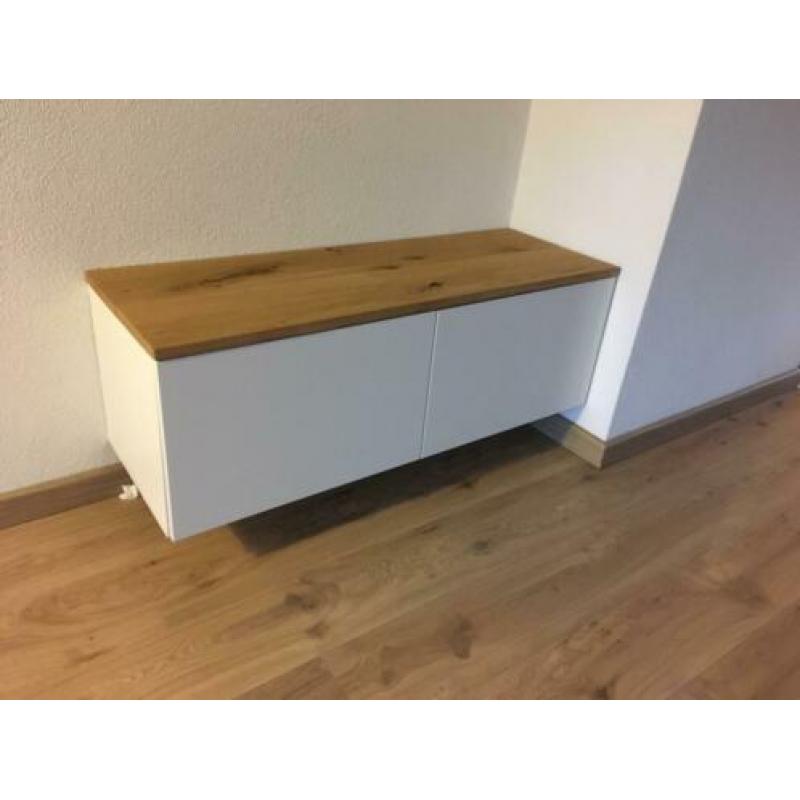 Strak TV-meubel echt eiken met wit mdf, meubels op maat!