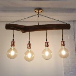 Plafondlamp van boomstam