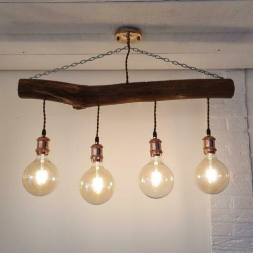 Plafondlamp van boomstam