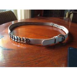 Gloednieuwe orginele fossil leren riem-wit,goud,brons,zilver