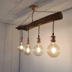 Plafondlamp van boomstam