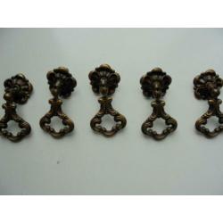 5 stuks oude koperen lade/kast grepen