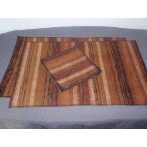 Placemat - bruin gestreept - 8 delig