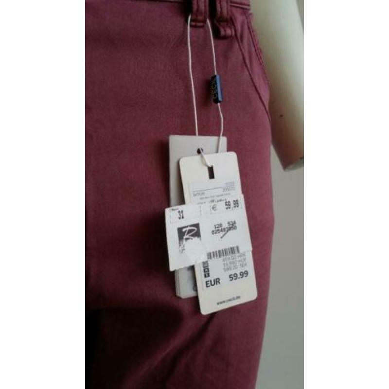 NIEUW Dames 40/L CECIL zomer broek bordeaux rood lang knoop