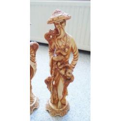 set van 2 ivorine beelden van chinese figuren 37 cm groot
