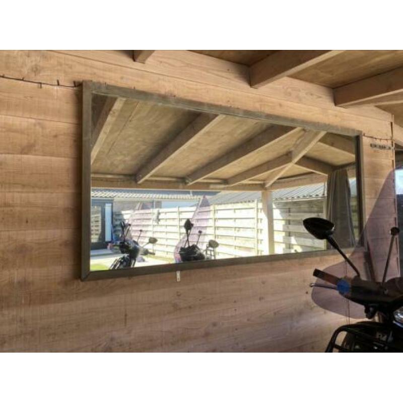 Spiegel met teakhouten rand voor binnen/buiten 220 X 100