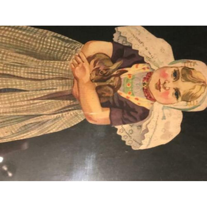 Meisje in klederdracht met konijntjes... RETRO